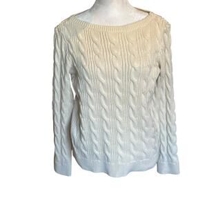 Ralph Lauren Black Label Cable-Knit Cotton Crewneck Sweater Size L